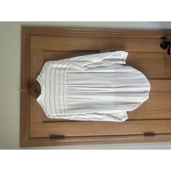 Maeve Anthropologie Sandbridge Striped Tie Front Button Down Tunic Blouse Medium - Picture 7 of 13